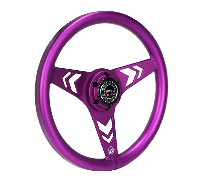 NRG Aluminum Steering Wheel 330mm - Arow Cutout - Ergonomic Grip - Anadized Purple (RST-070-PP) - photo 2