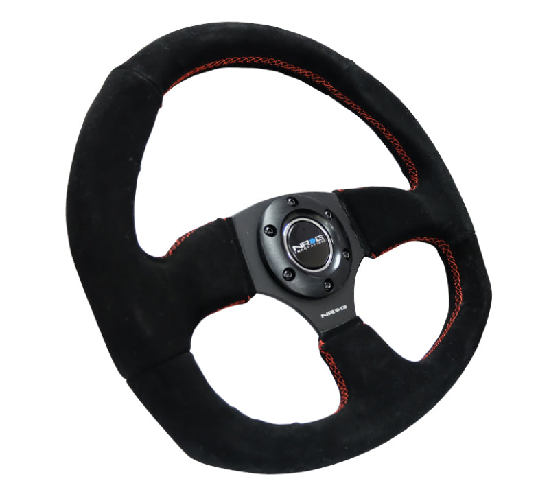 NRG Reinforced Steering Wheel (320mm Horizontal / 330mm Vertical) Suede w/ Red Stitch (RST-009S-RS) - photo 2