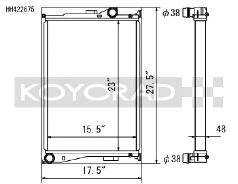 Koyo 2001-2006 BMW M3 (E46) 3.2L Radiator - part drawing