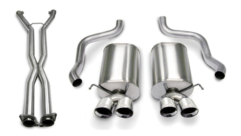 CORSA Performance 2006-2008 Chevrolet Corvette C6 (A/T) 2.5in Sport Cat-Back Exhaust - 3.5in Black Twin Tips