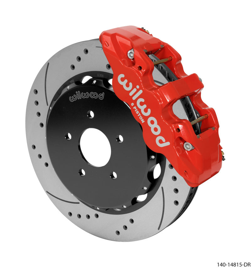 Wilwood 2003-2009 Nissan 350Z Aero6 Front Big Brake Kit (14in) - Red / Drilled & Slotted