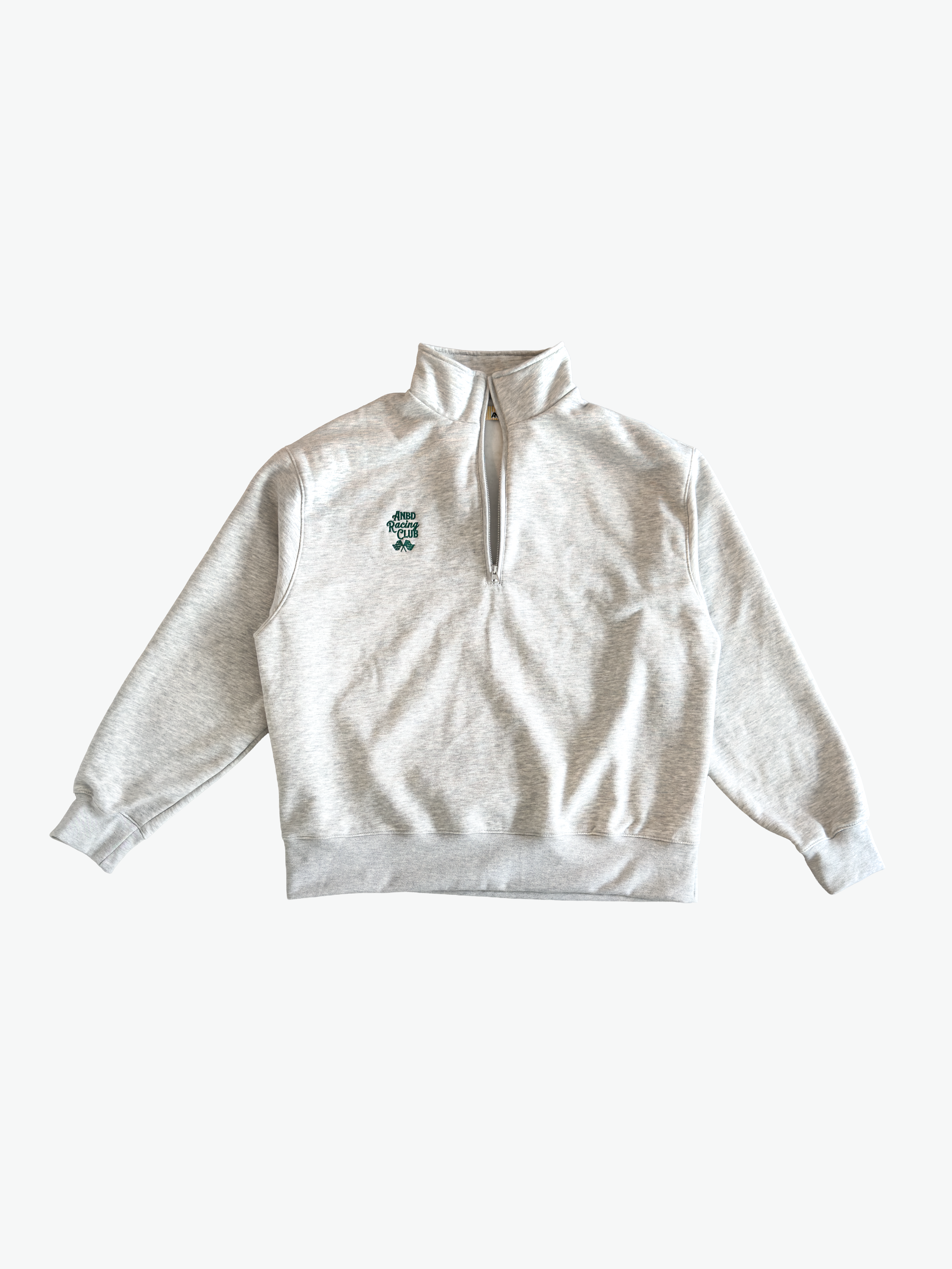 ANBD RACING CLUB HEAVYWEIGHT HALF ZIP PULLOVER MELANGE GREY