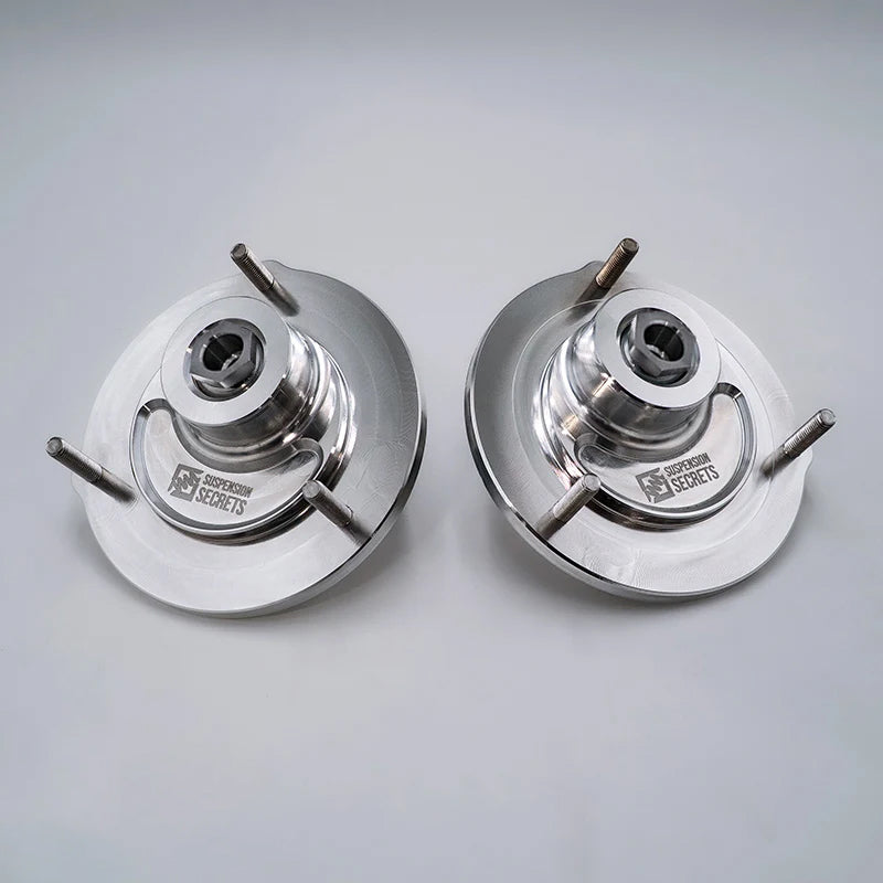 Suspension Secrets front camber caster plate top mounts for Porsche 981 718 Cayman GTS