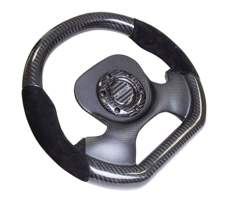 NRG Carbon Fiber Steering Wheel (320mm) CF Center Plate & Two-Tone Carbon w/ Suede Trim Handles (ST-X10CF-S) - photo 2