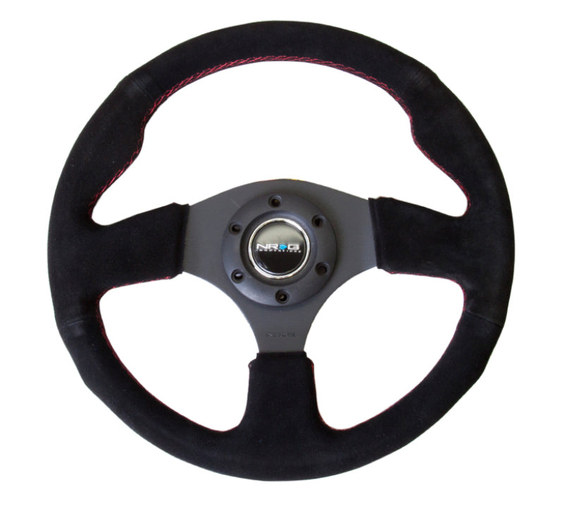 NRG Reinforced Steering Wheel (320mm) Suede w/ Red Stitch (RST-012S-RS)