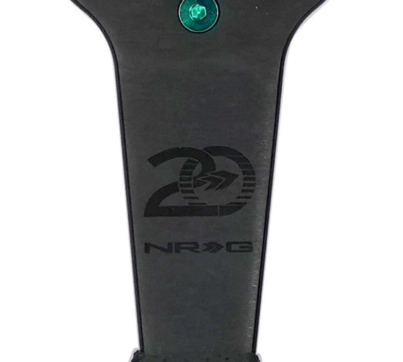 NRG Steering Wheel 1.5in Dish 350mm Black Perforated Leather - Emerald Stitching - Reinforced Spoke (RST-037MB-B-20) - photo 5