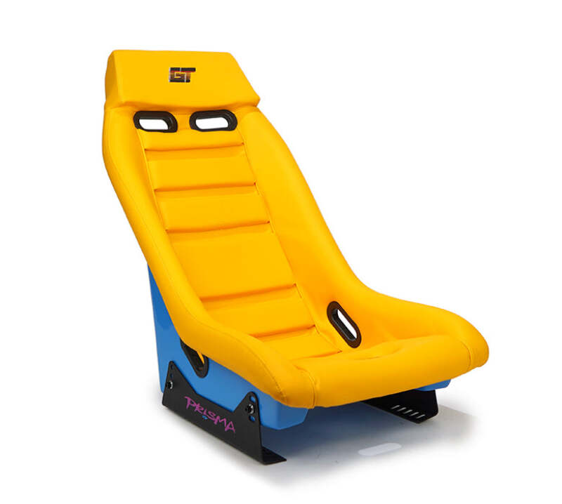 NRG GT Retro Bucket Seat - Yellow PVC Leather Yellow Stitching Off-White Fiberglass Back (PRI-100YL-OASIS) - photo 2
