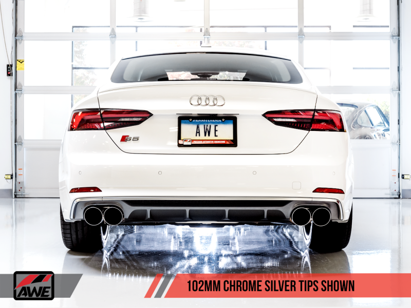 AWE Tuning Audi B9 S5 Sportback Track Edition Exhaust - Non-Resonated (Silver 102mm Tips) - photo 2