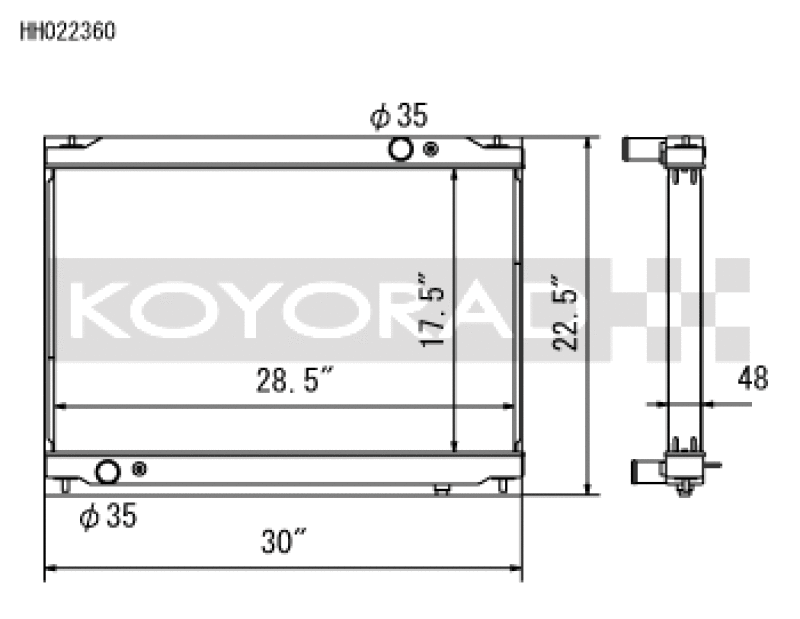 Koyo 2009-2019 Nissan GT-R (R35) 3.8L (Automatic Transmission) Radiator - part drawing