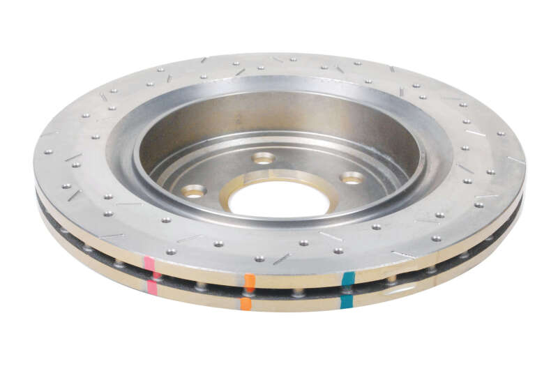 DBA Chevrolet Corvette (C5/C6) 4000 Series XS Drilled & Slotted Rear Brake Rotor, Gold Hat (DBA42991XS)