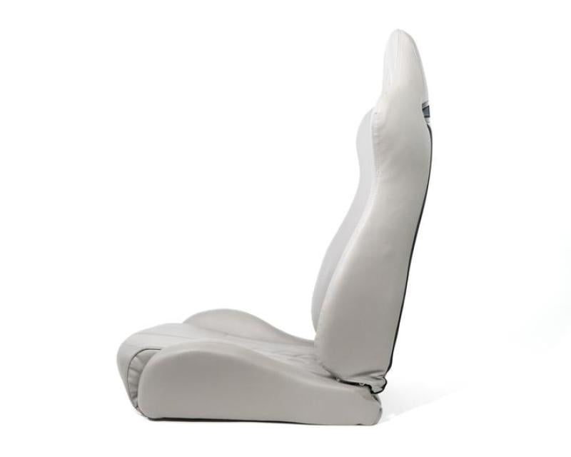 NRG Reclinable Sport Seats (Pair) The Arrow Grey Vinyl w/ Pressed NRG logo w/ Grey Stitch (RSC-810GY L/R) - photo 2