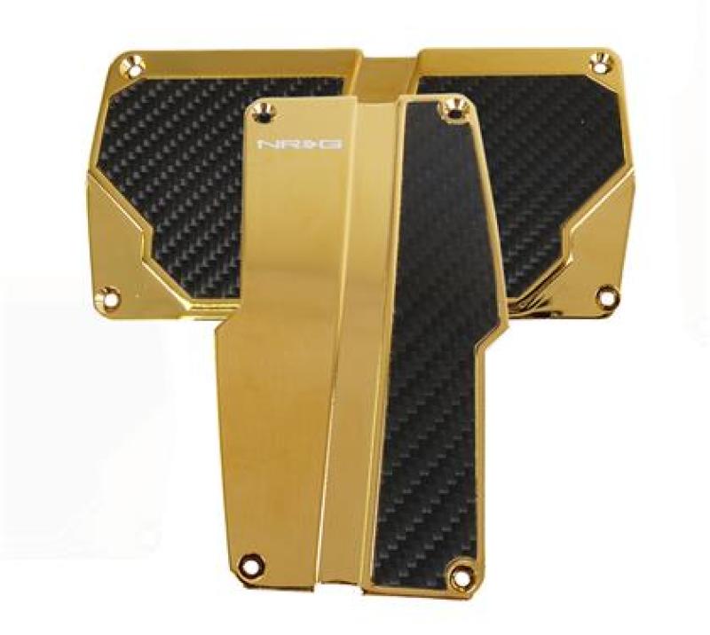 NRG Brushed Aluminum Sport Pedal A/T - Chrome Gold w/ Black Carbon (PDL-150CG)