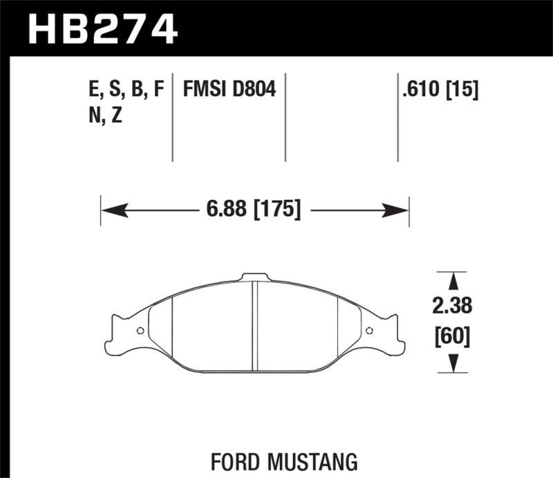 Hawk Blue 9012 Front Brake Pads - 96-10 Ford Mustang (HB274E.610)