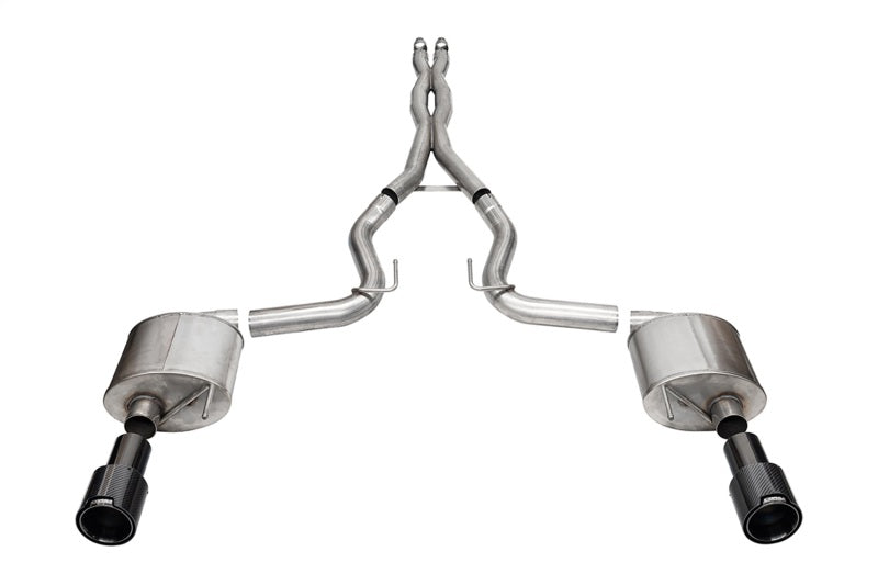 CORSA Performance 2024 Ford Mustang GT Coupe 3in Sport Cat-Back Exhaust - 4.5in Black Carbon Fiber Tips