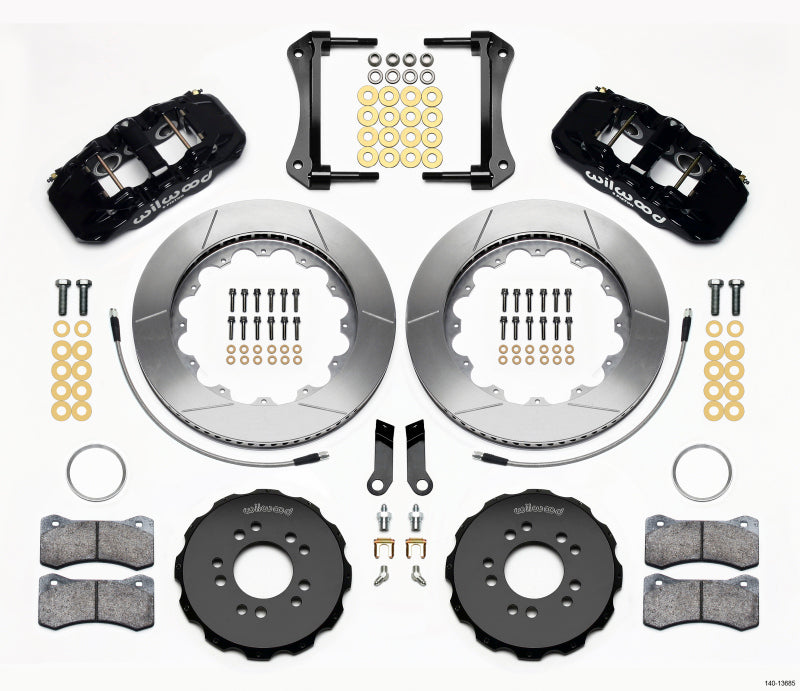 Wilwood 2005-2014 Ford Mustang Aero6 Front Big Brake Kit (14in) for BMR Suspension - Black / Slotted