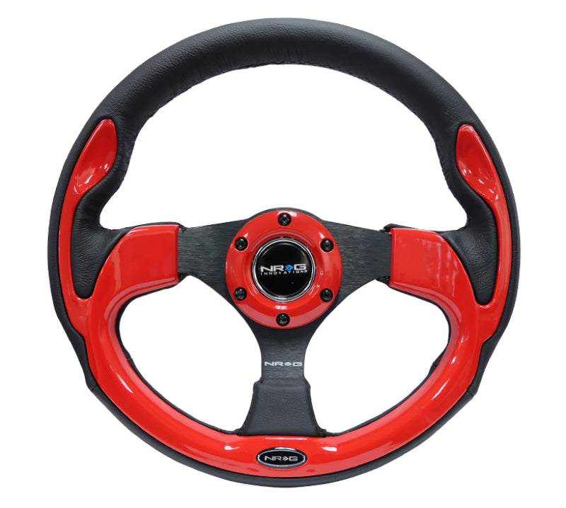 NRG Reinforced Steering Wheel (320mm) Black w/ Red Trim & 5mm 3-Spoke (RST-001RD) - photo 5
