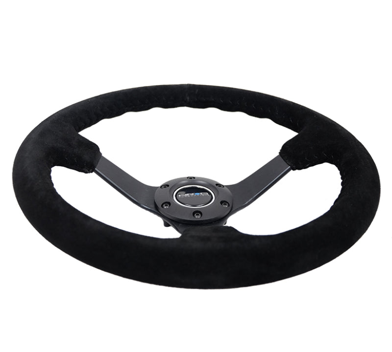 NRG Reinforced Steering Wheel (350mm / 3in. Deep) Black Suede/Black Bball Stitch w/ 5mm Matte Black Spoke (RST-036MB-S-BK) - photo 4
