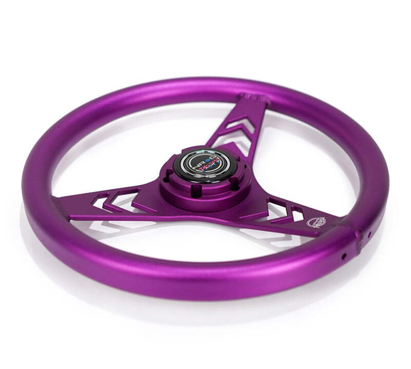 NRG Aluminum Steering Wheel 330mm - Arow Cutout - Ergonomic Grip - Anadized Purple (RST-070-PP) - photo 3