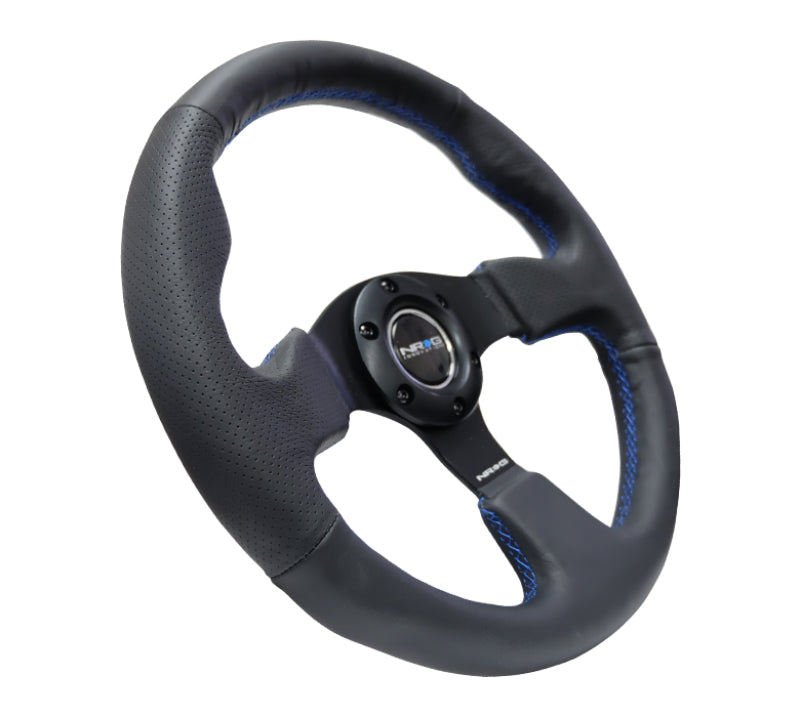 NRG Reinforced Steering Wheel (320mm) Black Leather w/ Blue Stitching (RST-012R-BL) - photo 2