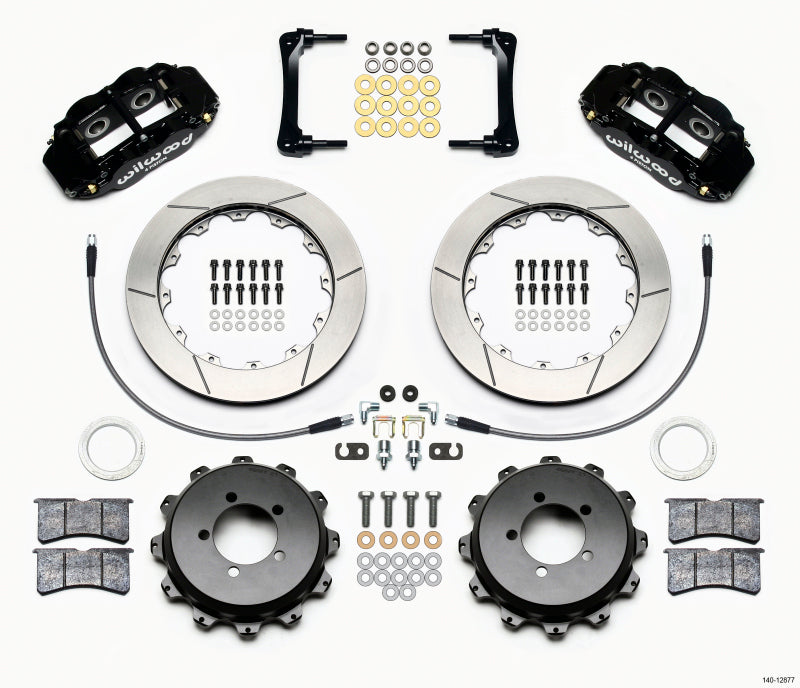 Wilwood 2008-2012 Subaru WRX Forged Narrow Superlite 4R Rear Big Brake Kit (12.88in) - Black / Slotted