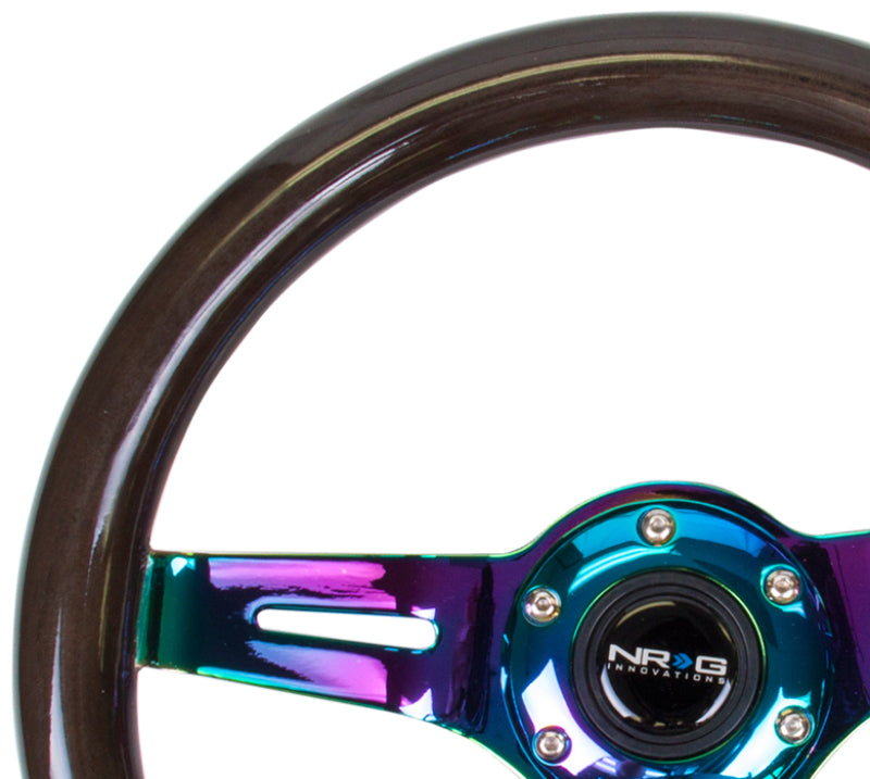 NRG Classic Wood Grain Steering Wheel (310mm) Black w/ Neochrome 3-Spoke Center (ST-310BK-MC) - photo 2