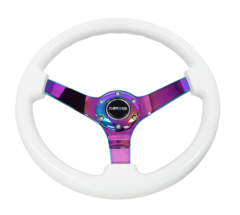 NRG Reinforced Steering Wheel (350mm) Dark Wood Grain - 3in Deep - Black 3-Spoke Center (RST-036BK-BKW) - photo 2