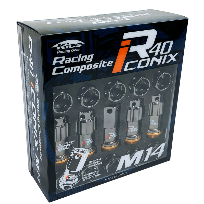 Project Kics R40 Iconix 14x1.50 Classical Lock & Lug Nuts 16+4 (Gold Cap) (WRIA14CA)