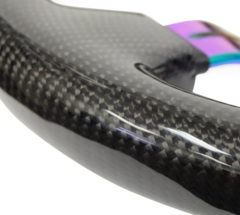 NRG Carbon Fiber Steering Wheel (350mm / 1.5in. Deep) Neochrome 3-Spoke Design w/ Slit Cuts (ST-010MC-CF) - photo 4