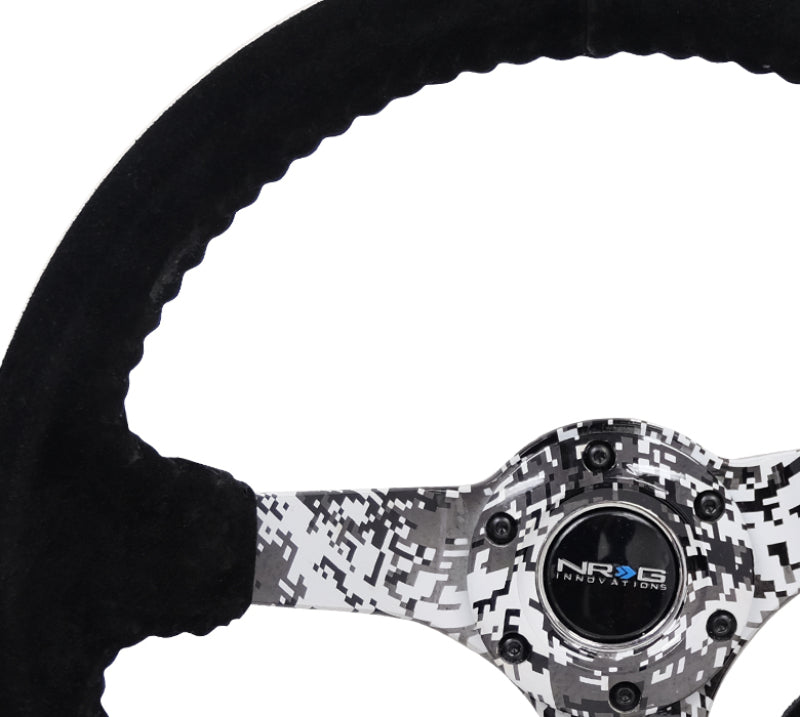 NRG Reinforced Steering Wheel (350mm / 3in. Deep) Black Suede w/ Hydrodipped Digi-Camo Spokes (RST-036DC-S) - photo 3