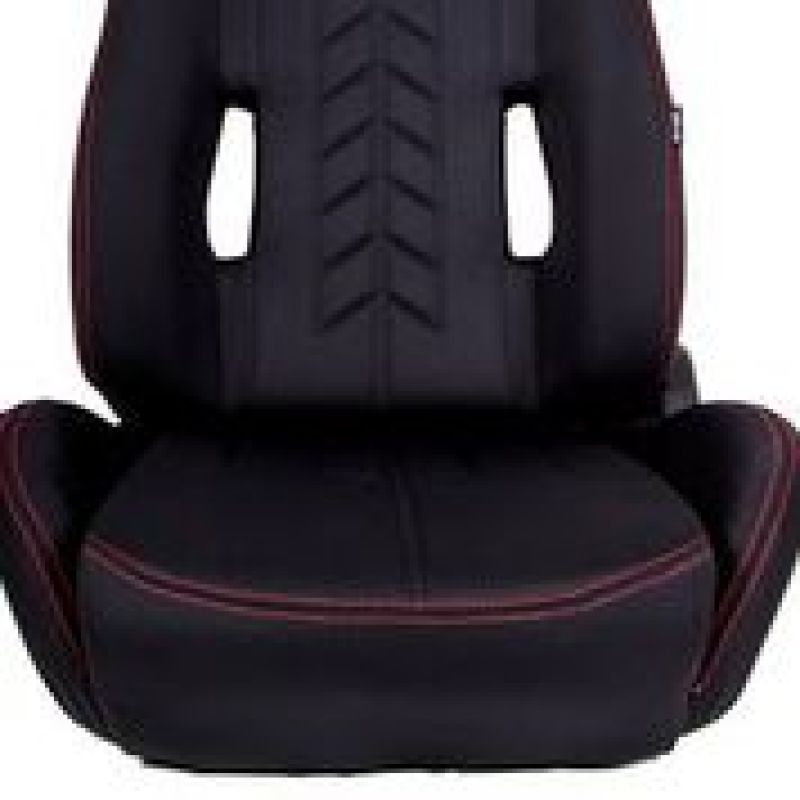 NRG Sport Seats (Pair) Cloth w/ NRG Logo & NRG Arrow Cushion Imprint - Black w/ Red Stitch (RSC-800L/R) - photo 2