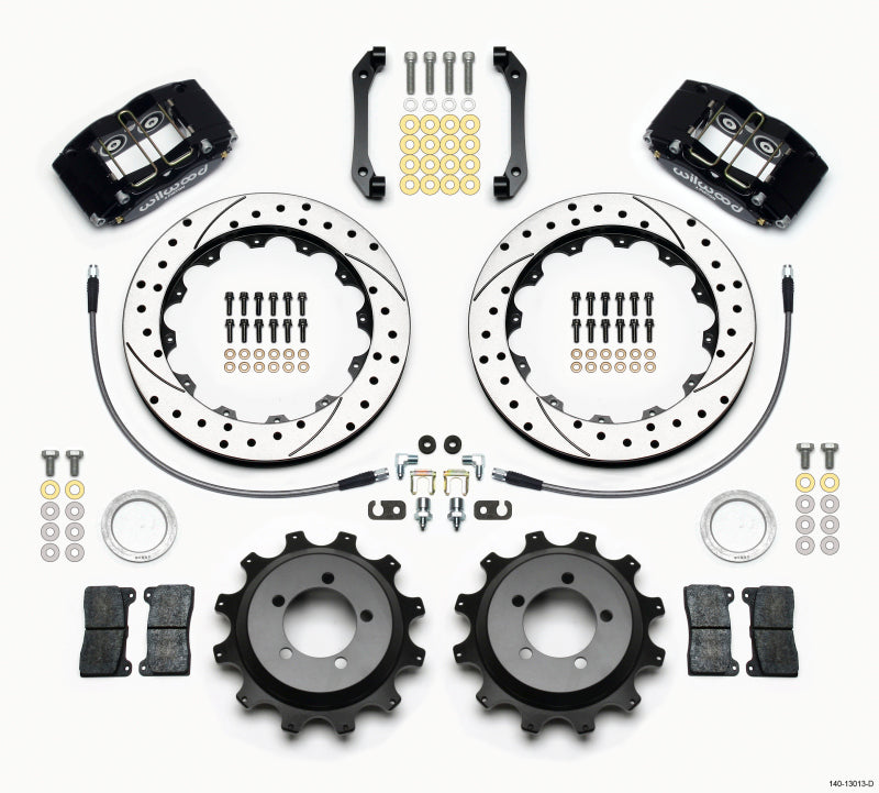 Wilwood 2006-2007 Subaru WRX Dynapro Radial Rear Big Brake Kit (12.88in) - Black / Drilled & Slotted
