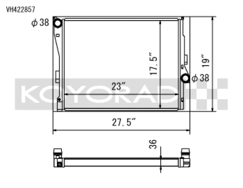Koyo 2001-2005 BMW 3 Series (E46, Non-M3, Manual Transmission) Radiator - part drawing