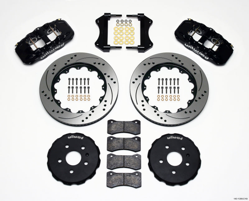 Wilwood 2010-2015 Chevrolet Camaro Aero6 Front Big Brake Kit (14.25in) - Black / Drilled & Slotted