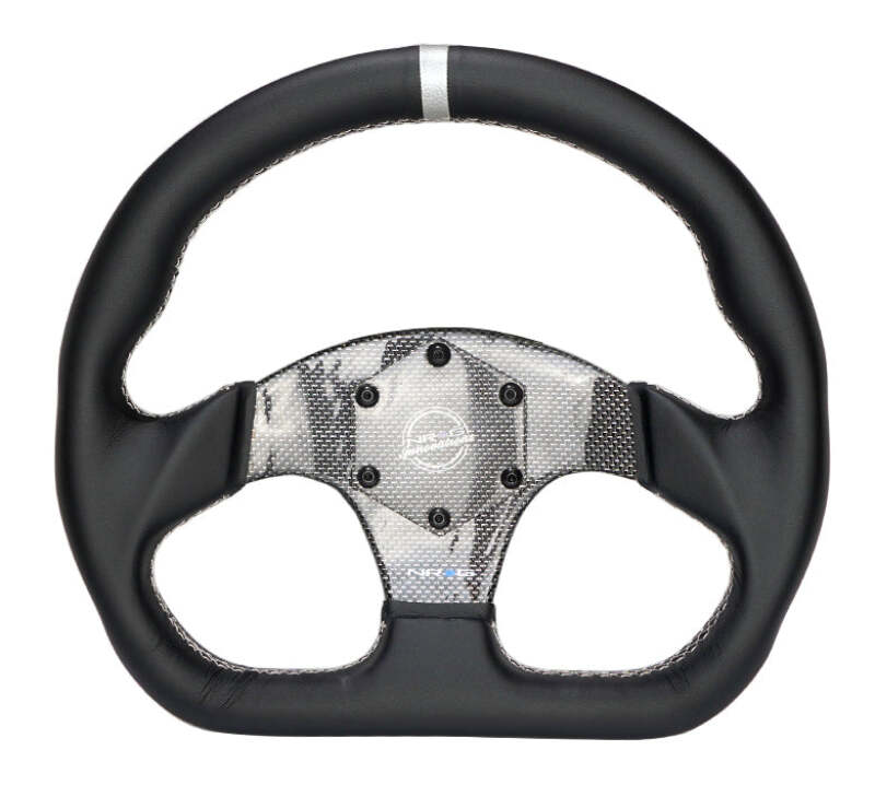 NRG Carbon Fiber Flat Bottom Steering Wheel (320mm) Silver CF Center w/ Silver Stitch/Center Mark (RST-024CF/SL) - photo 2