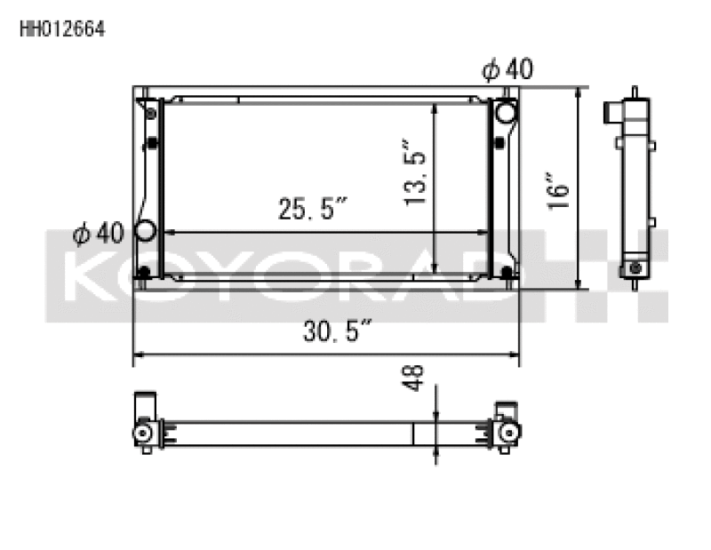 Koyo 2022+ Toyota GR86 / Subaru BRZ Competition Radiator - part drawing