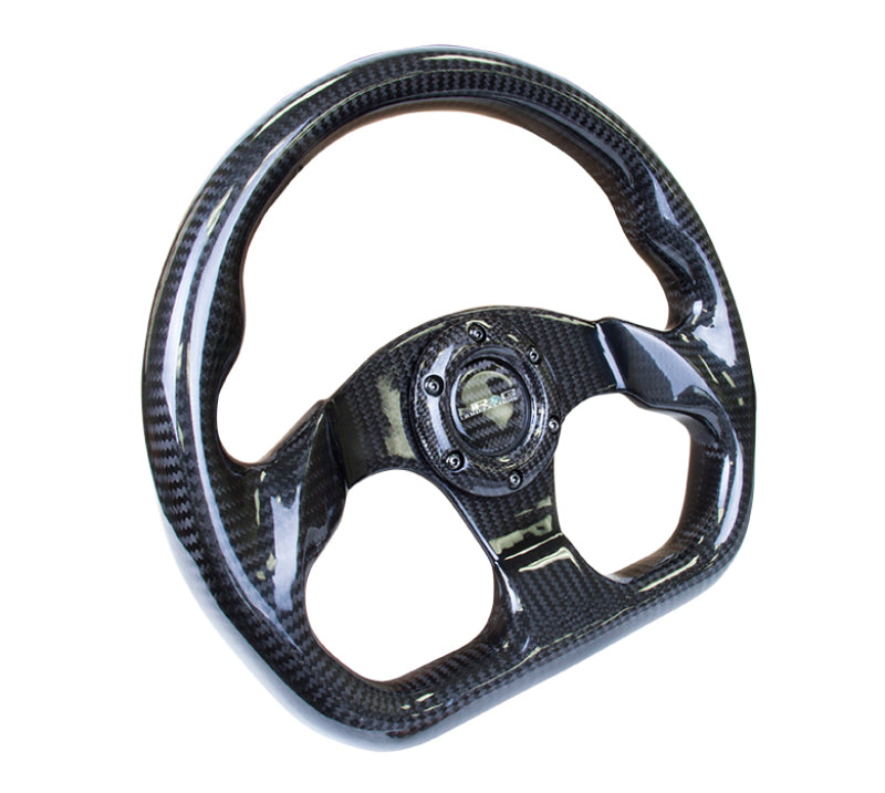 NRG Carbon Fiber Steering Wheel (320mm) Flat Bottom w/ Shiny Black Carbon (ST-009CF/BK) - photo 2