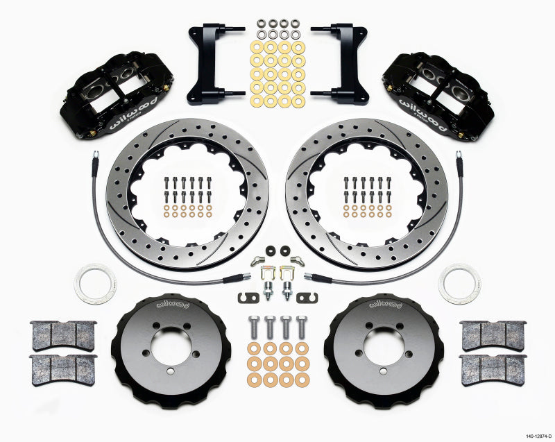 Wilwood 1999-2012 Subaru WRX Forged Narrow Superlite 6R Front Big Brake Kit (13.06in) - Black / Drilled & Slotted