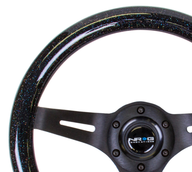NRG Classic Wood Grain Steering Wheel (310mm) Black Sparkle w/ Black 3-Spoke Center (ST-310BSB-BK) - photo 2