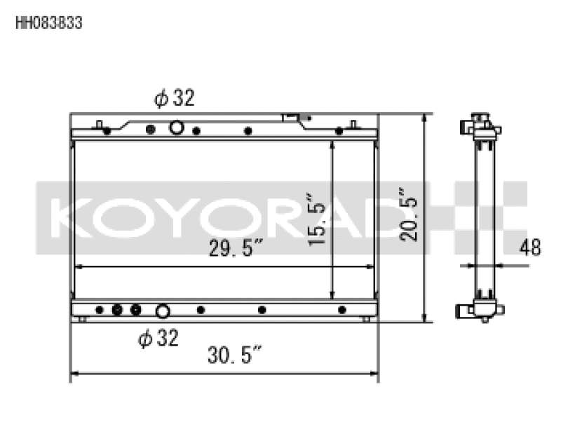 Koyo 2022-2023 Acura Integra (2023) / Honda Civic 1.5L Turbo (2022) Radiator - part drawing