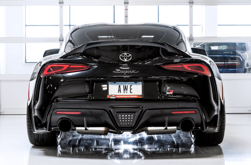 AWE Tuning 2020 Toyota Supra A90 Resonated Touring Edition Exhaust - 5in Diamond Black Tips - photo 2