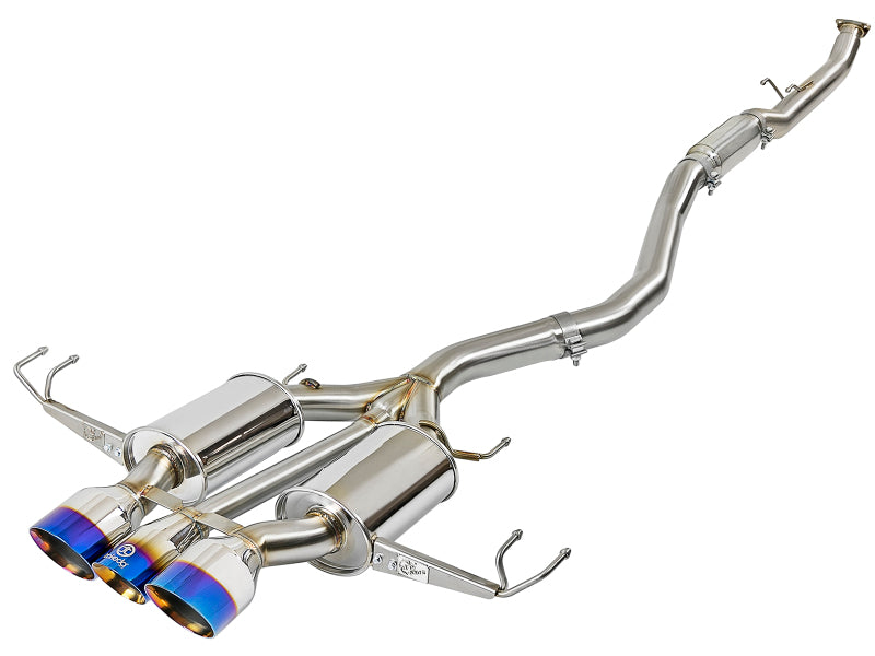 aFe Takeda 3in 304 Stainless Steel Cat-Back Exhaust with Blue Flame Tips 2017+ Honda Civic Type R I4 2.0L - photo 2