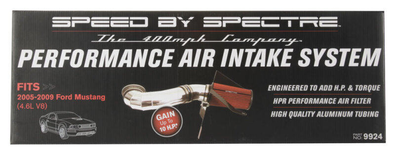 Spectre 2005-2009 Ford Mustang GT V8-4.6L F/I Air Intake Kit - Polished w/Red Filter (spe9924) - photo 10