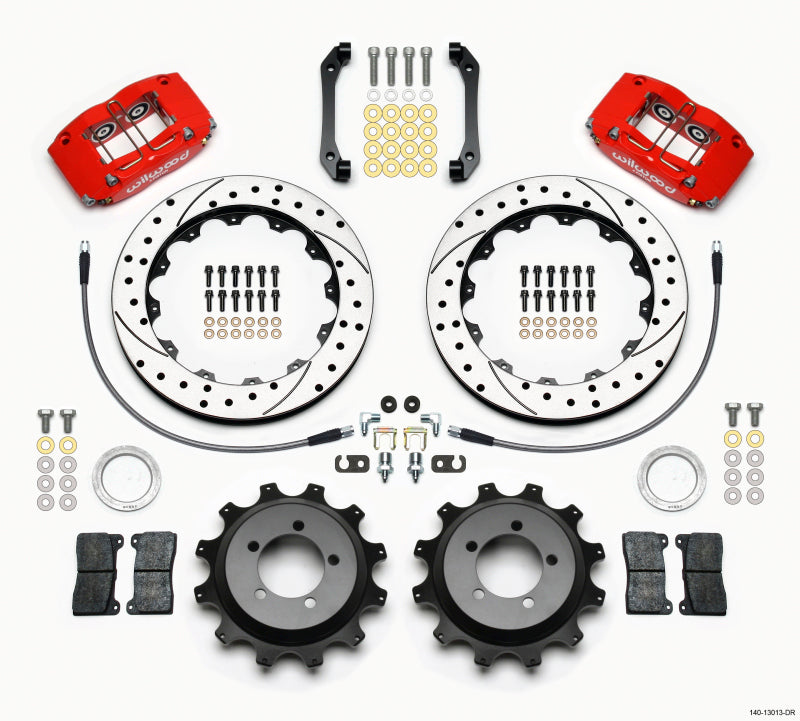 Wilwood 2006-2007 Subaru WRX Dynapro Radial Rear Big Brake Kit (12.88in) - Red / Drilled & Slotted