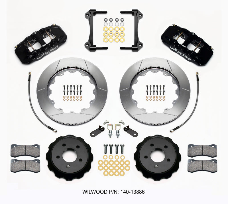Wilwood 2015-2023 Ford Mustang Aero6 Front Big Brake Kit (14in) - Black / Slotted
