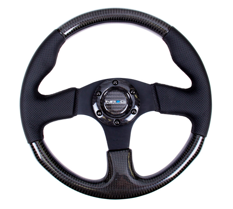 NRG Carbon Fiber Steering Wheel (315mm) Leather Trim w/ Black Stitching (ST-310CFBS) - photo 3
