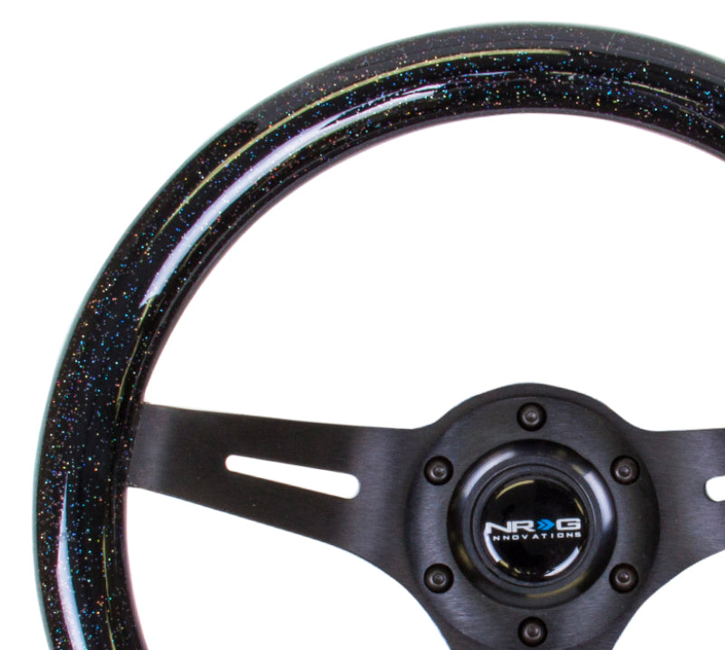 NRG Classic Wood Grain Steering Wheel (310mm) Black Sparkle w/ Black 3-Spoke Center (ST-310BSB-BK) - photo 4