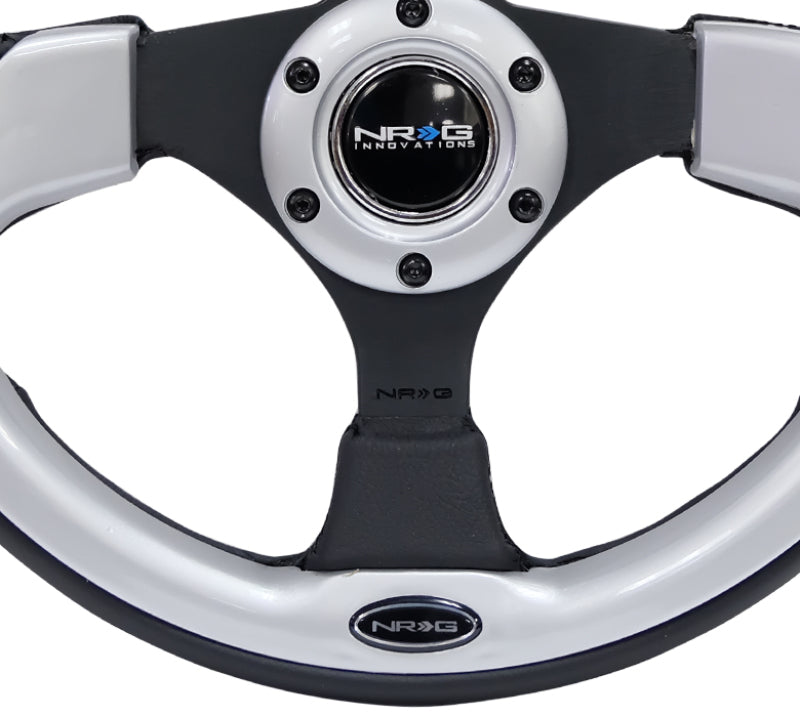 NRG Reinforced Steering Wheel (320mm) Black w/ Silver Trim & 5mm 3-Spoke (RST-001SL) - photo 4