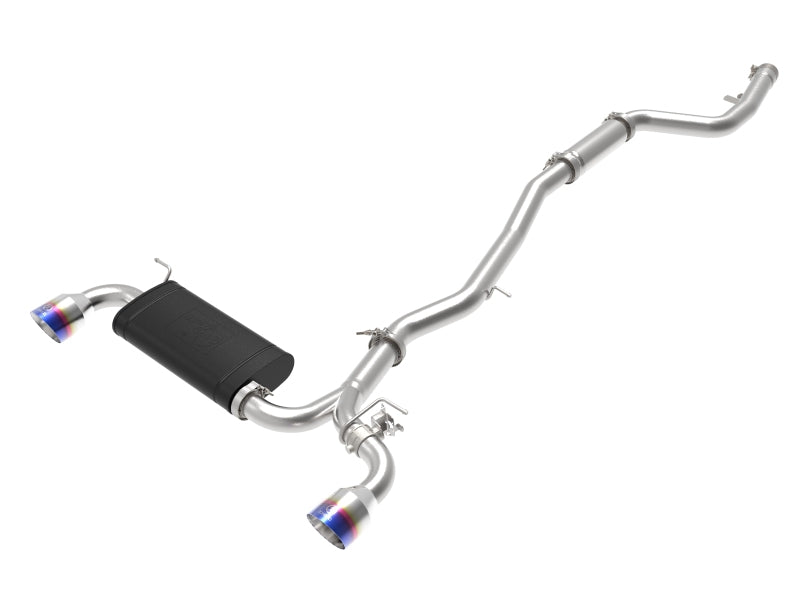 aFe POWER Takeda 2020 Toyota Supra L6-3.0L 3in-2.5in 304 Stainless Steel Cat-Back Exhaust Blue Flame Tips