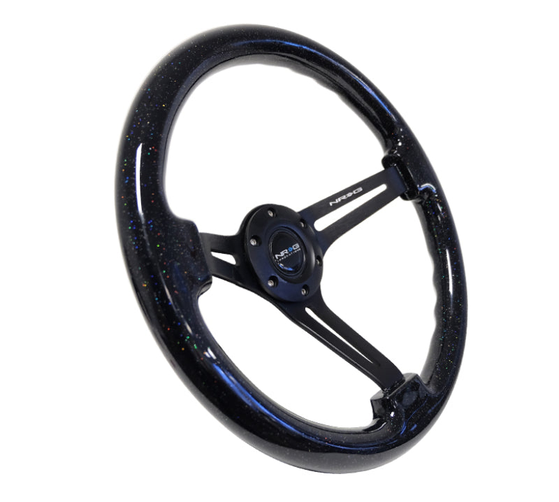NRG Reinforced Steering Wheel (350mm / 3in. Deep) Black Multi Color Flake Wood w/ Black Matte Center (RST-018BSB-BK) - photo 2