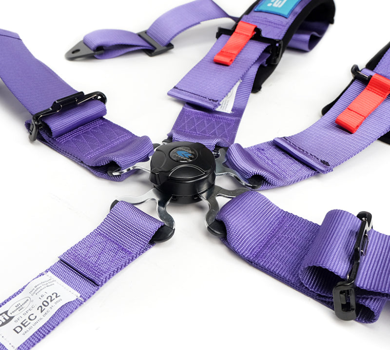 NRG SFI 16.1 5-Point 3 Inch Seat Belt Harness with Pads / Cam Lock - Purple (SBH-B6PCPP) - photo 2
